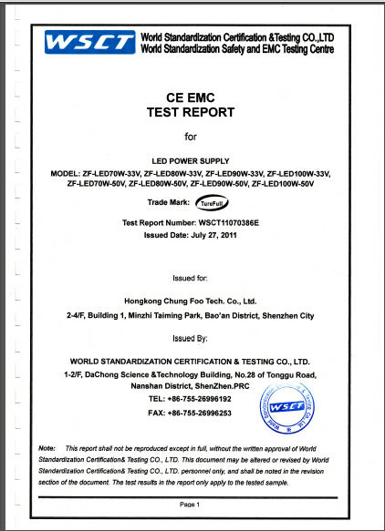 70-100W中孚光电恒流防水-CE EMC 报告